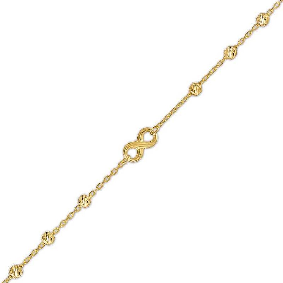 Bracelets Zales | Diamond-Cut Infinity And Brilliance Bead Station Bracelet In 10K Gold - 7.5"