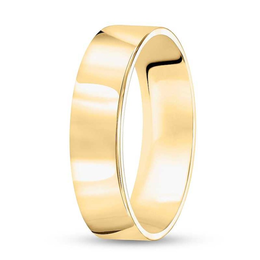 Rings Zales | 6.0Mm Engravable Flat Anniversary Band In 14K Gold (1 Line)