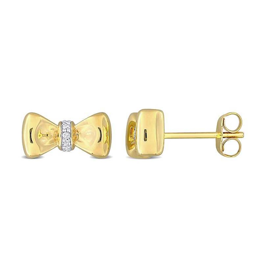 Earrings Zales | Eternally Bonded 1/20 Ct. T.W. Diamond Collar Bow Tie Stud Earrings In 14K Gold