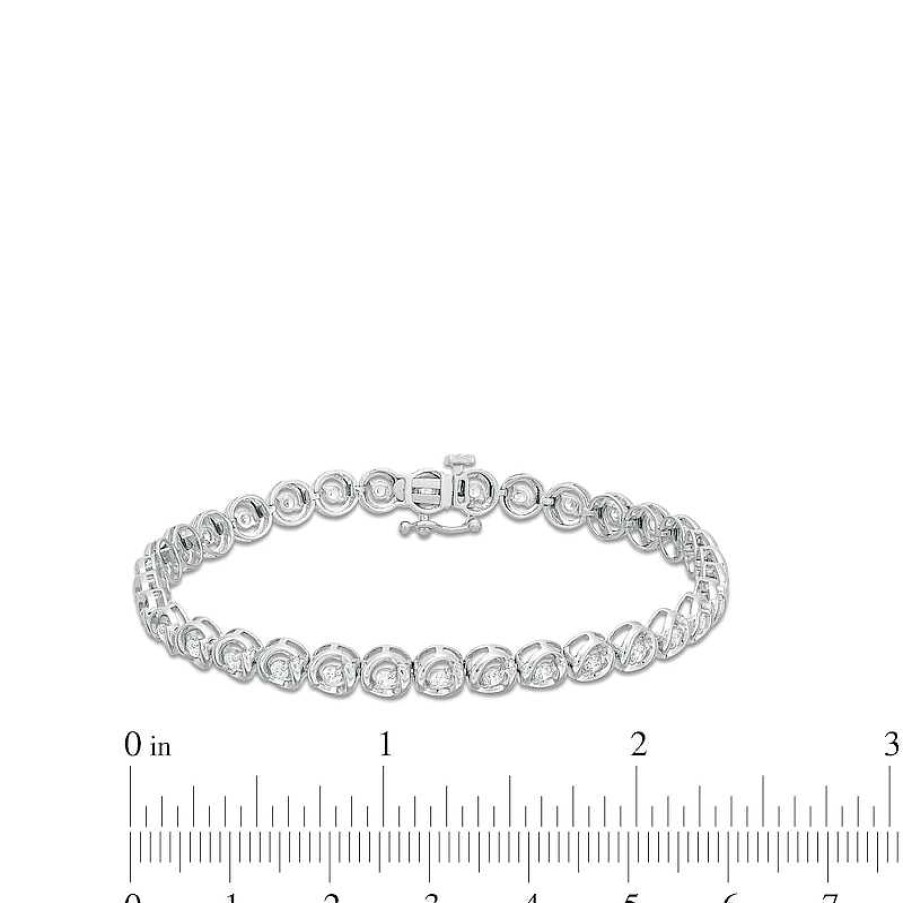 Bracelets Zales | 1 Ct. T.W. Diamond Circles Line Bracelet In 10K White Gold