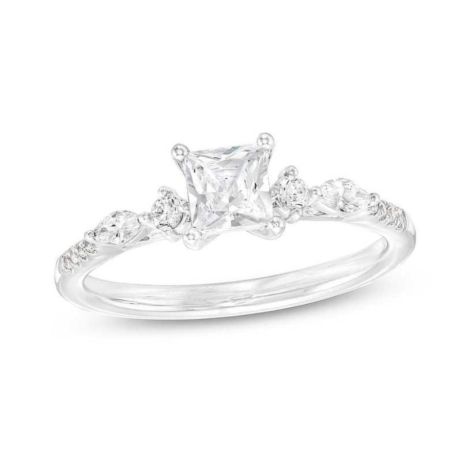 Rings Zales | 3/4 Ct. T.W. Princess-Cut Diamond Engagement Ring In 14K White Gold