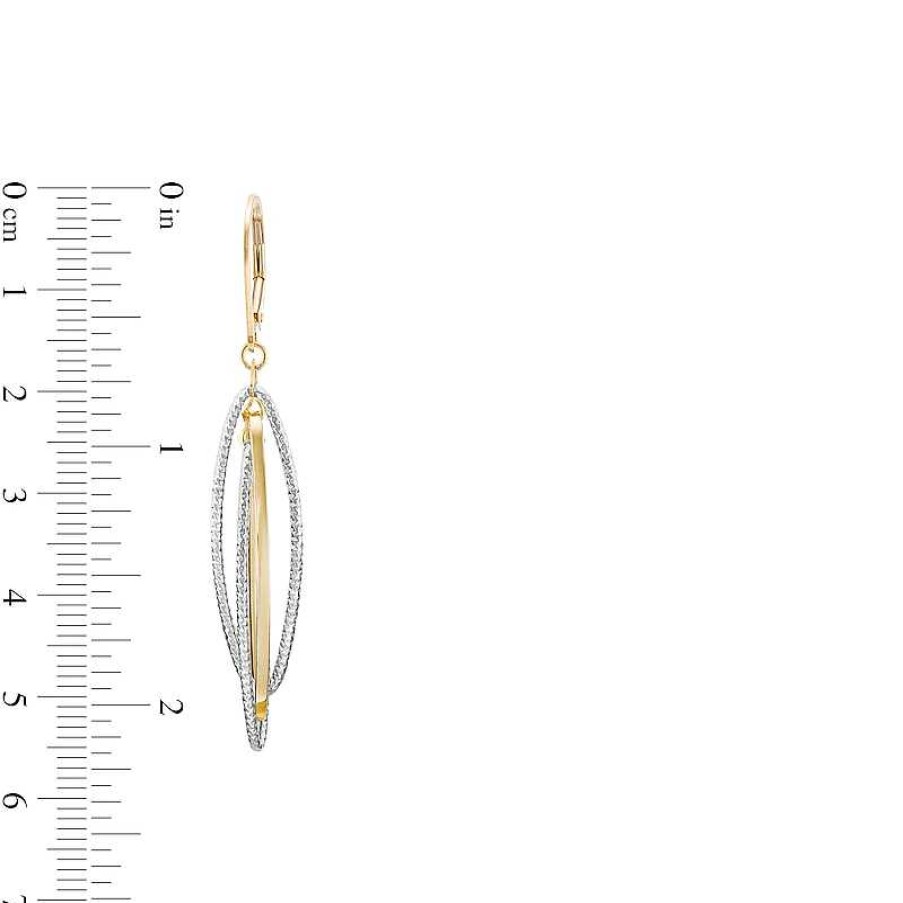 Earrings Zales | Oro Diamante™ Diamond-Cut Layered Elongated Oval Drop Earrings In 14K Two-Tone Gold