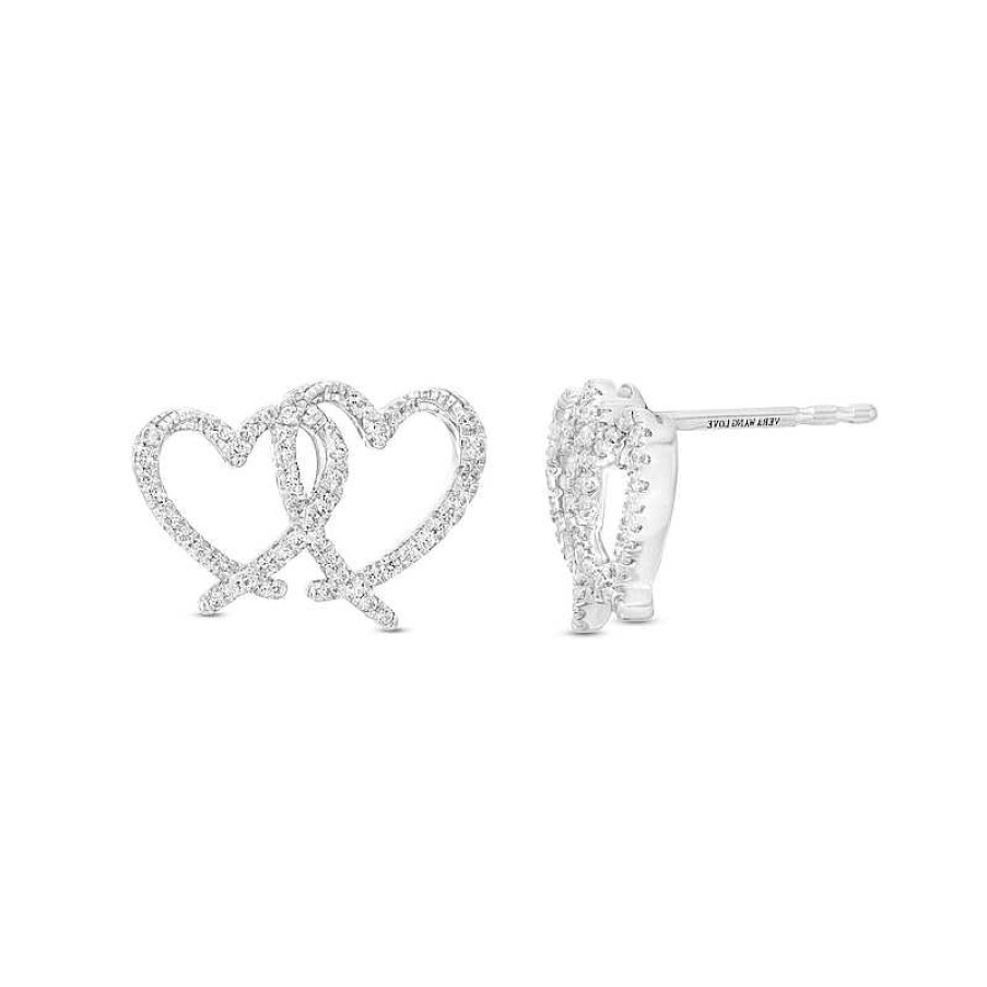 Earrings Zales | The Kindred Heart From Vera Wang Love Collection 1/4 Ct. T.W. Diamond Interlocking Hearts Stud Earrings In Sterling Silver