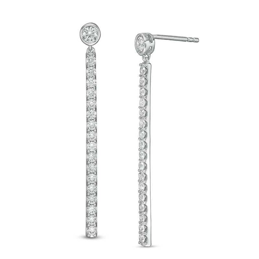 Earrings Zales | 1 Ct. T.W. Certified Lab-Created Diamond Stick Drop Earrings In 14K White Gold (F/Si2)