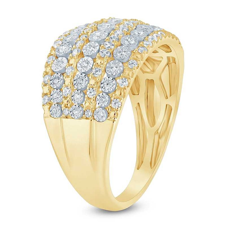 Rings Zales | 1/2 Ct. T.W. Diamond Edge Multi-Row Band In 10K Gold