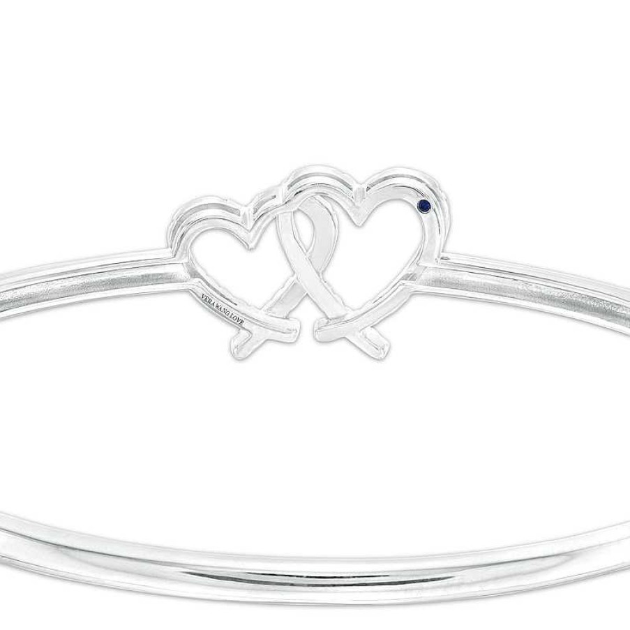 Bracelets Zales | The Kindred Heart From Vera Wang Love Collection 1/4 Ct. T.W. Diamond Interlocking Hearts Bangle In Sterling Silver