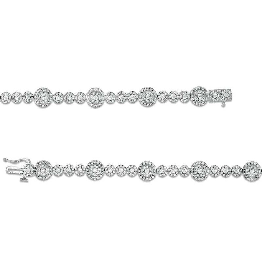 Bracelets Zales | 3 Ct. T.W. Composite Diamond Frame Alternating Bracelet In 10K White Gold In 10K White Gold – 7.25"