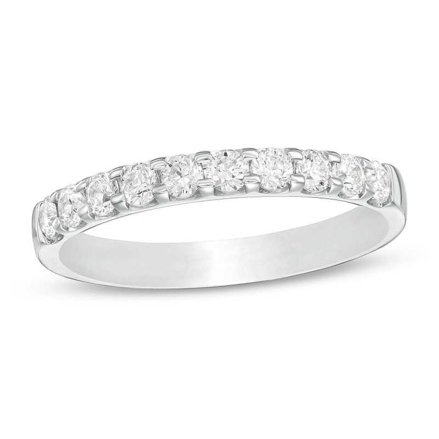 Rings Zales | 1/2 Ct. T.W. Certified Diamond Band In 18K White Gold (I/Vs2)