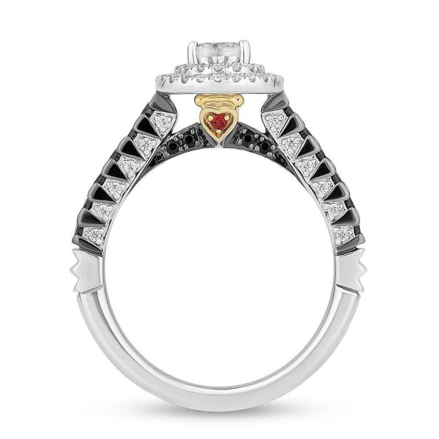 Rings Zales | Enchanted Disney Villains Evil Queen 1 Ct. T.W. Diamond Teardrop Frame Engagement Ring In 14K White Gold