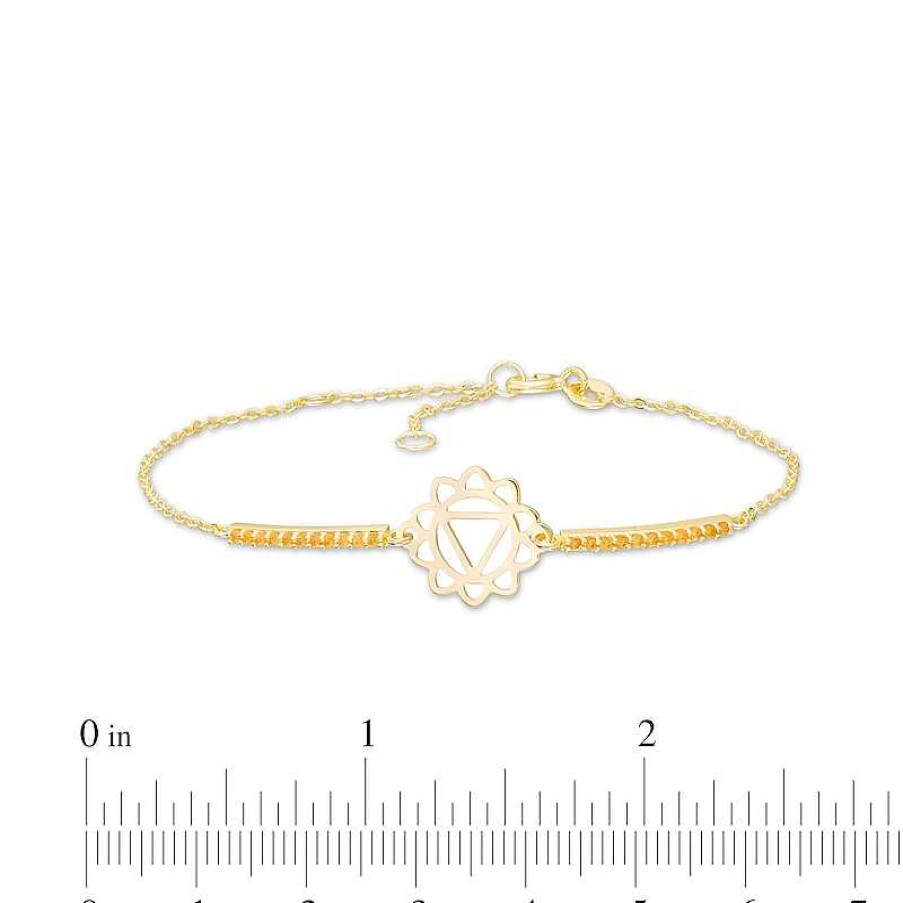 Bracelets Zales | Citrine Solar Plexus Chakra Symbol Bracelet In Sterling Silver With 18K Gold Plate – 7.75"