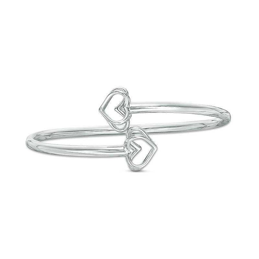 Bracelets Zales | The Kindred Heart From Vera Wang Love Collection Mini Bangle In Sterling Silver - 7.5"