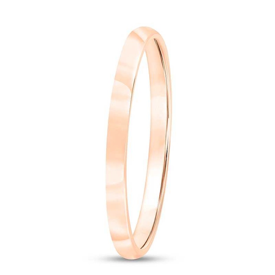 Rings Zales | 2.0Mm Engravable Low Dome Comfort-Fit Wedding Band In 14K Rose Gold (1 Line)