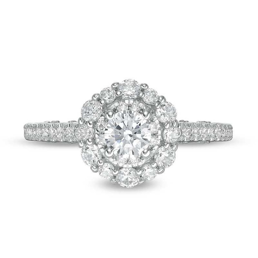 Rings Zales | Vera Wang Love Collection 1 Ct. T.W. Diamond Frame Engagement Ring In 14K White Gold