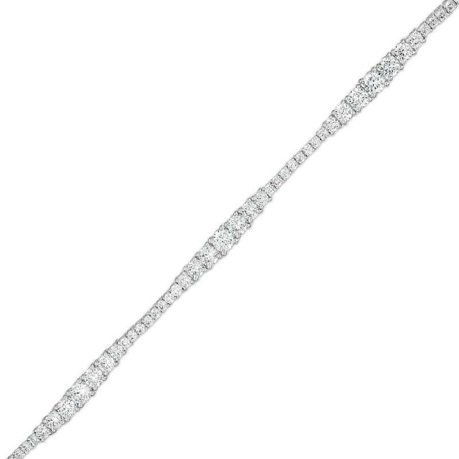 Bracelets Zales | 5 Ct. T.W. Journey Certified Lab-Created Diamond Tennis Bracelet In 14K White Gold (F/Si2) - 7.25"