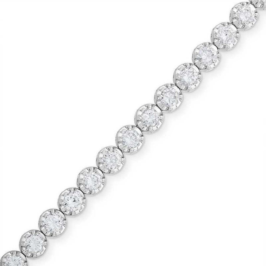 Bracelets Zales | 3 Ct. T.W. Certified Lab-Created Tennis Bracelet In 14K White Gold (F/Si2)