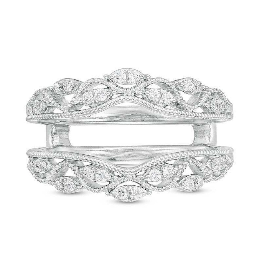 Rings Zales | 1/5 Ct. T.W. Diamond Vintage-Style Solitaire Enhancer In 14K White Gold