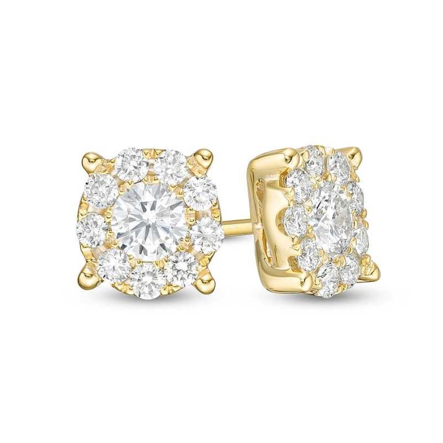 Earrings Zales | 1 Ct. T.W. Diamond Frame Stud Earrings In 14K Gold