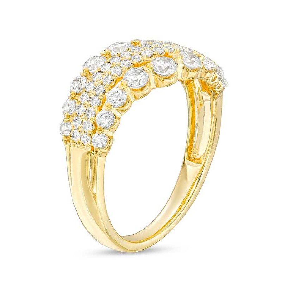 Rings Zales | 1 Ct. T.W. Diamond Four Row Wave Ring In 10K Gold