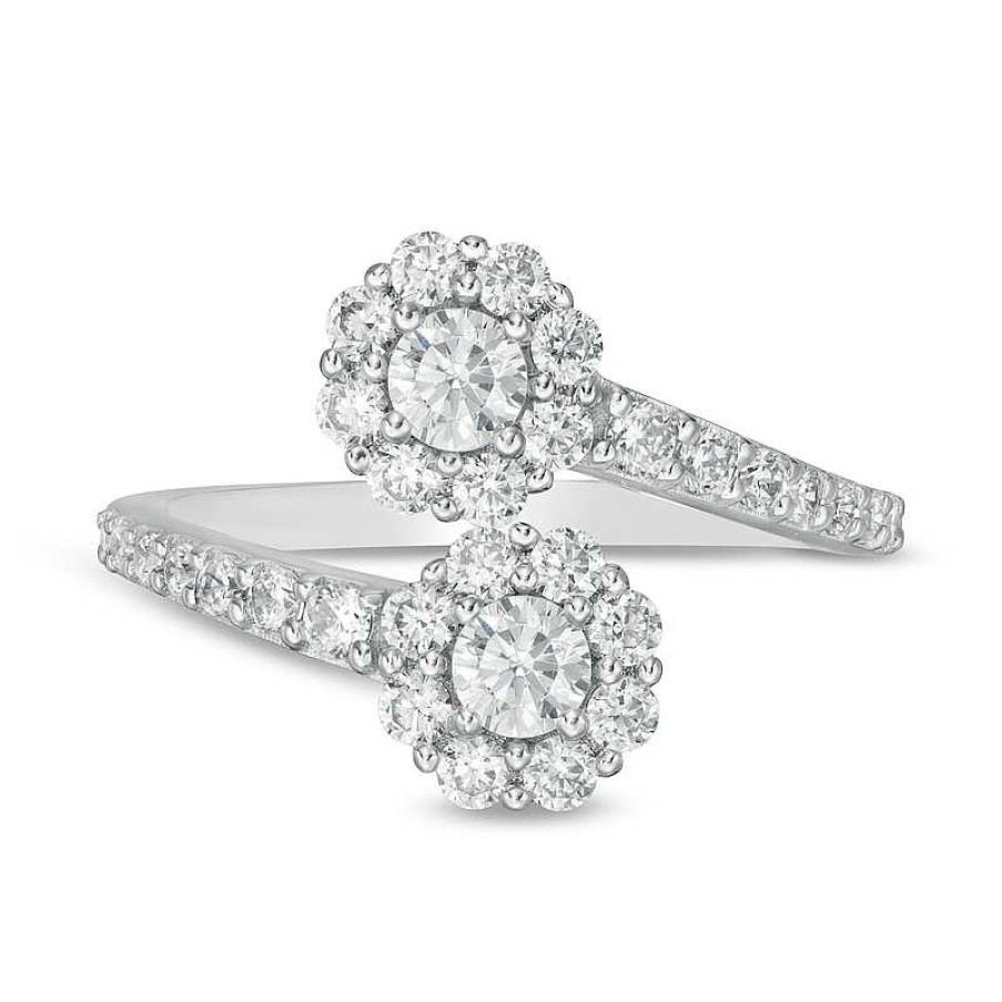 Rings Zales | 1 Ct. T.W. Certified Lab-Created Diamond Bypass Ring In 14K White Gold (F/Si2)