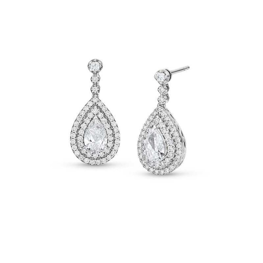 Earrings Zales | Zales X Rocksbox 1-1/2 Ct. T.W. Pear-Shaped Lab-Created Diamond Drop Earrings In 10K White Gold