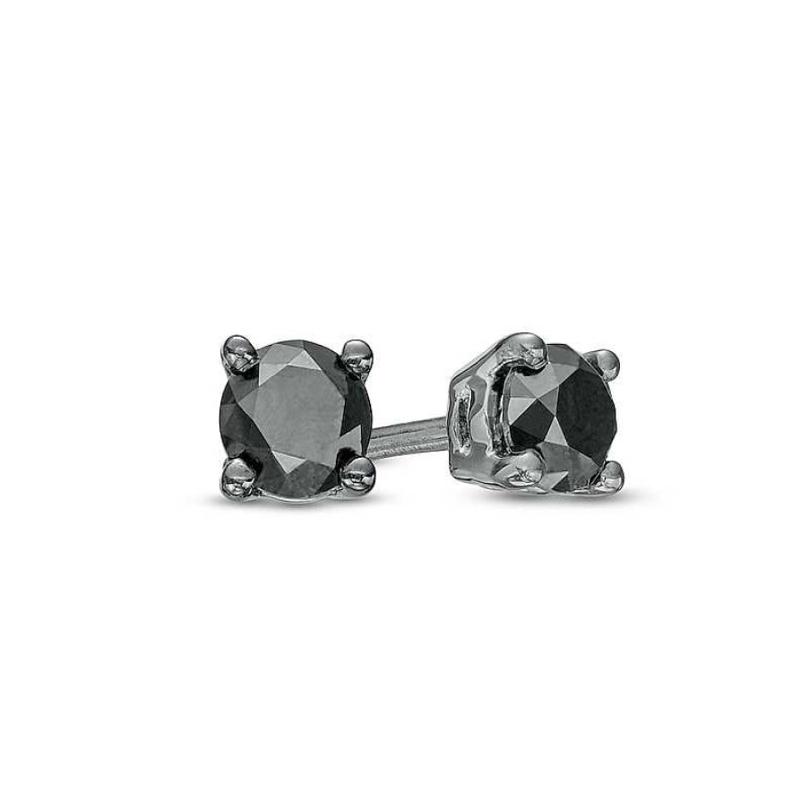 Earrings Zales | 1/2 Ct. T.W. Black Diamond Solitaire Stud Earrings In 10K White Gold