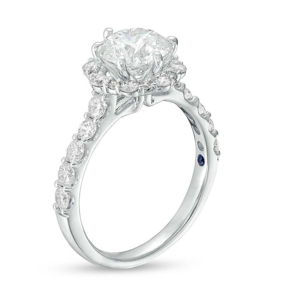 Rings Zales | True Lab-Created Diamonds By Vera Wang Love 2-1/3 Ct. T.W. Flower Frame Engagement Ring In 14K White Gold (F/Vs2)