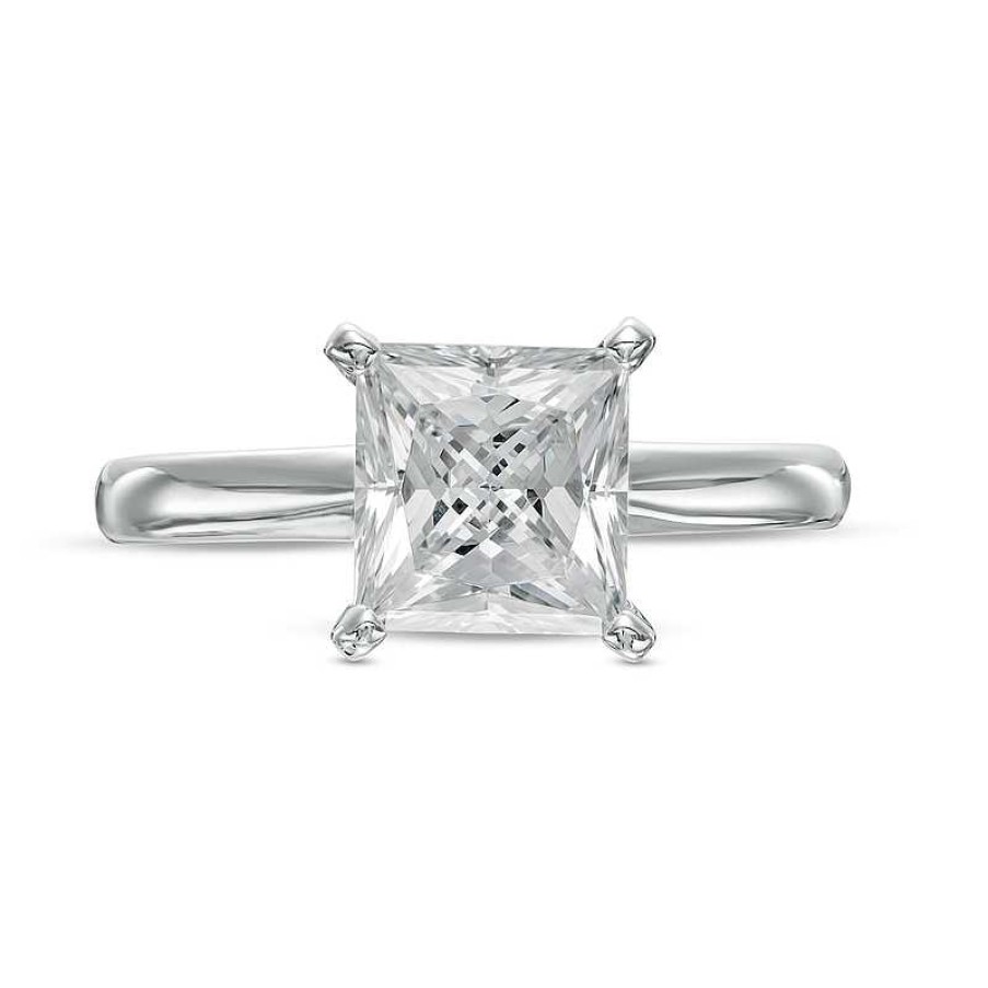 Rings Zales | 2 Ct. Certified Princess-Cut Lab-Created Diamond Solitaire Engagement Ring In 14K White Gold (F/Vs2)