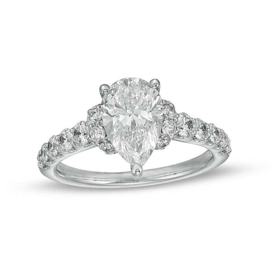 Rings Zales | True Lab-Created Diamonds By Vera Wang Love 2-1/4 Ct. T.W. Collar Engagement Ring In 14K White Gold (F/Vs2)