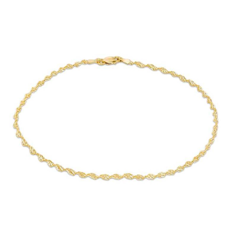 Bracelets Zales | 2.1Mm Dorica Singapore Chain Anklet In 14K Gold - 10"