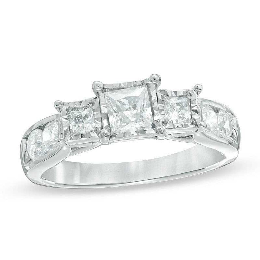 Rings Zales | 1 Ct. T.W. Princess-Cut Diamond Past Present Future® Miracle Engagement Ring In 10K White Gold