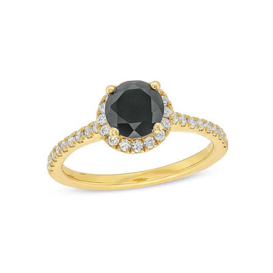 Rings Zales | 1-1/3 Ct. T.W. Black And White Diamond Frame Engagement Ring In 14K Gold