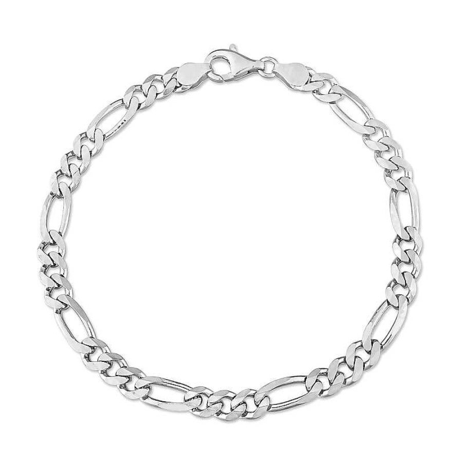 Bracelets Zales | 5.5Mm Figaro Chain Anklet In Sterling Silver - 9"