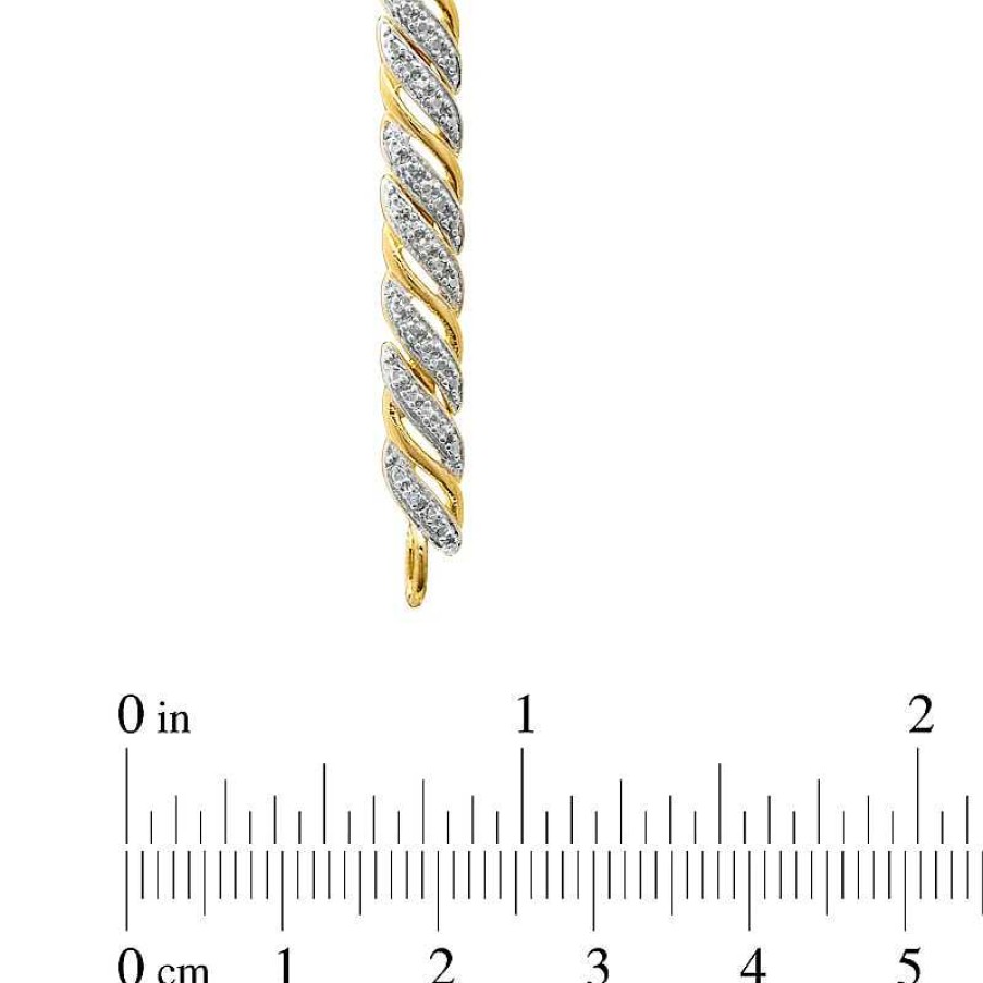 Bracelets Zales | Diamond Accent Swirl Bracelet In Sterling Silver And 18K Gold Plate - 7.25"