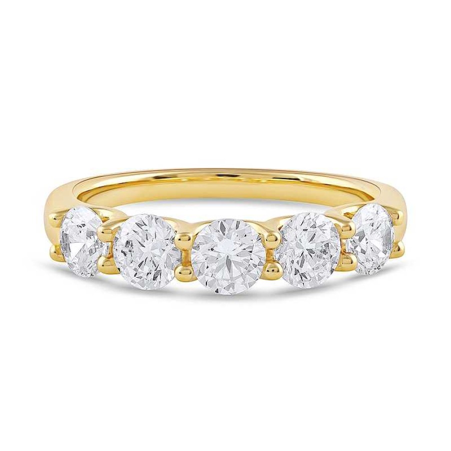 Rings Zales | 1-1/2 Ct. T.W. Certified Lab-Created Diamond Five Stone Band In 10K Gold (I/Si2)