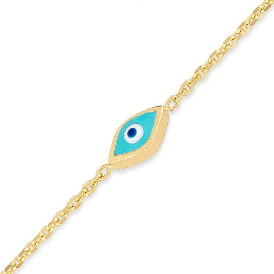 Bracelets Zales | Enamel Five Evil Eye Station Bracelet In 14K Gold - 7.25"