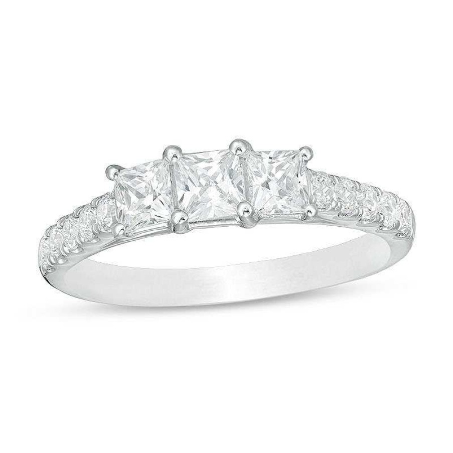 Rings Zales | 1 Ct. T.W. Princess-Cut Diamond Past Present Future® Engagement Ring In 10K White Gold