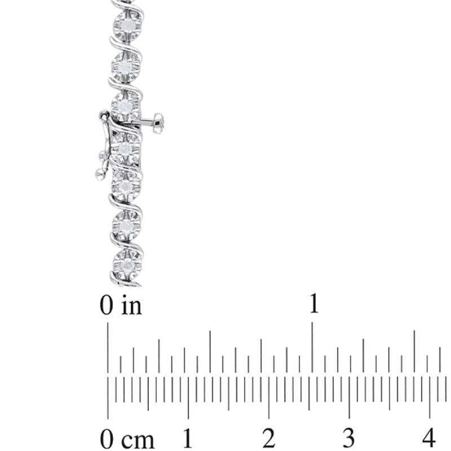 Bracelets Zales | 1 Ct. T.W. Diamond "S" Tennis Bracelet In Sterling Silver - 7.25"