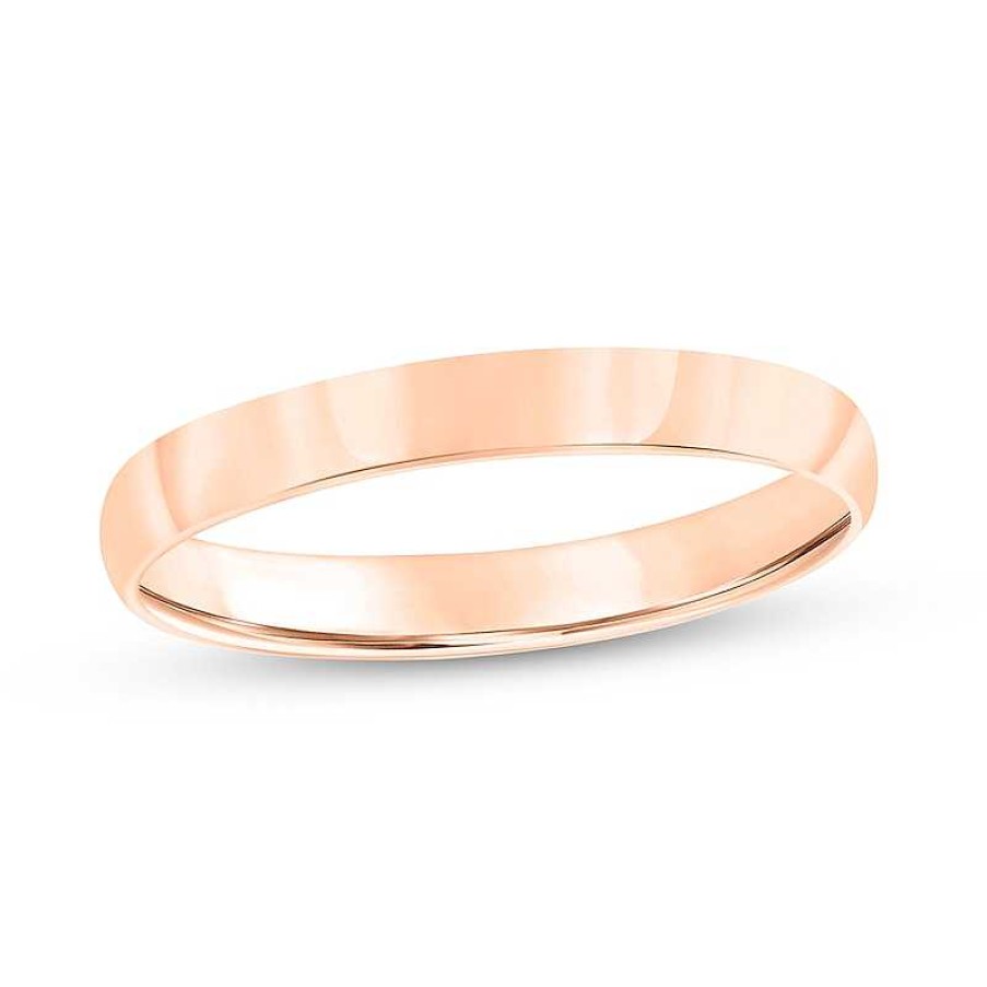 Rings Zales | 3.0Mm Engravable Low Dome Comfort-Fit Wedding Band In 10K Rose Gold (1 Line)