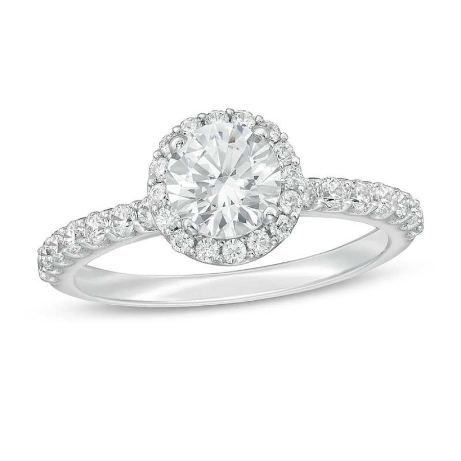 Rings Zales | 1-1/2 Ct. T.W. Certified Lab-Created Diamond Frame Engagement Ring In 14K White Gold (F/Vs2)