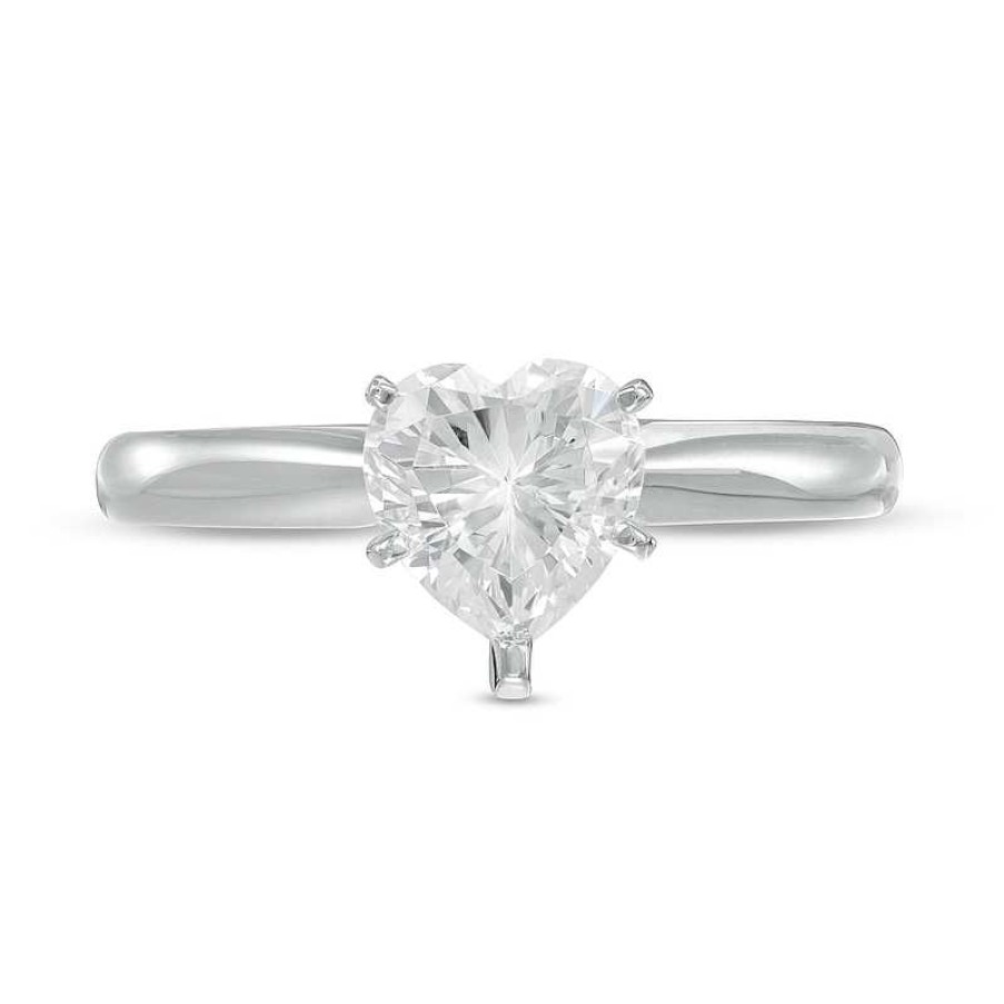 Rings Zales | 1 Ct. Certified Heart-Shaped Diamond Solitaire Ring In 14K White Gold (I/I2)