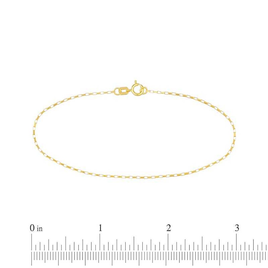 Bracelets Zales | 0.88Mm Elongated Solid Box Chain Bracelet In 14K Gold – 7.25"