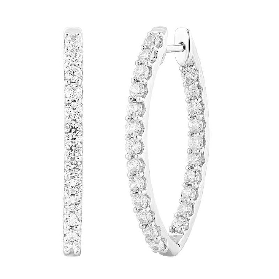 Earrings Zales | 3 Ct. T.W. Diamond Marquise-Shaped Inside-Out Hoop Earrings In 10K White Gold