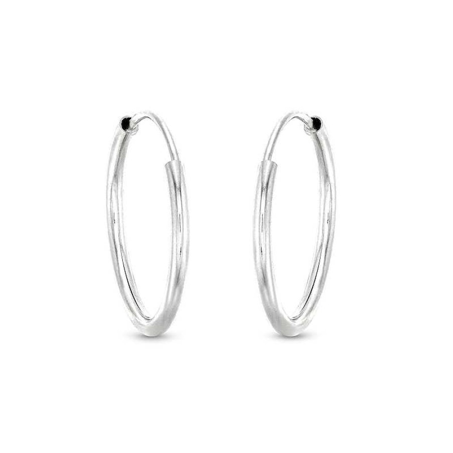 Earrings Zales | Endless 14.0Mm Hollow Hoop Earrings In 14K White Gold