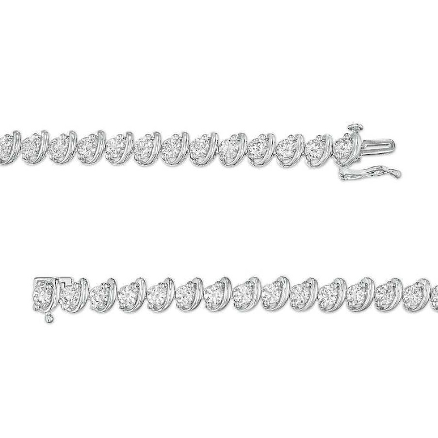 Bracelets Zales | 5 Ct. T.W. Certified Lab-Created Diamond Swirl Tennis Bracelet In 14K White Gold (F/Si2)