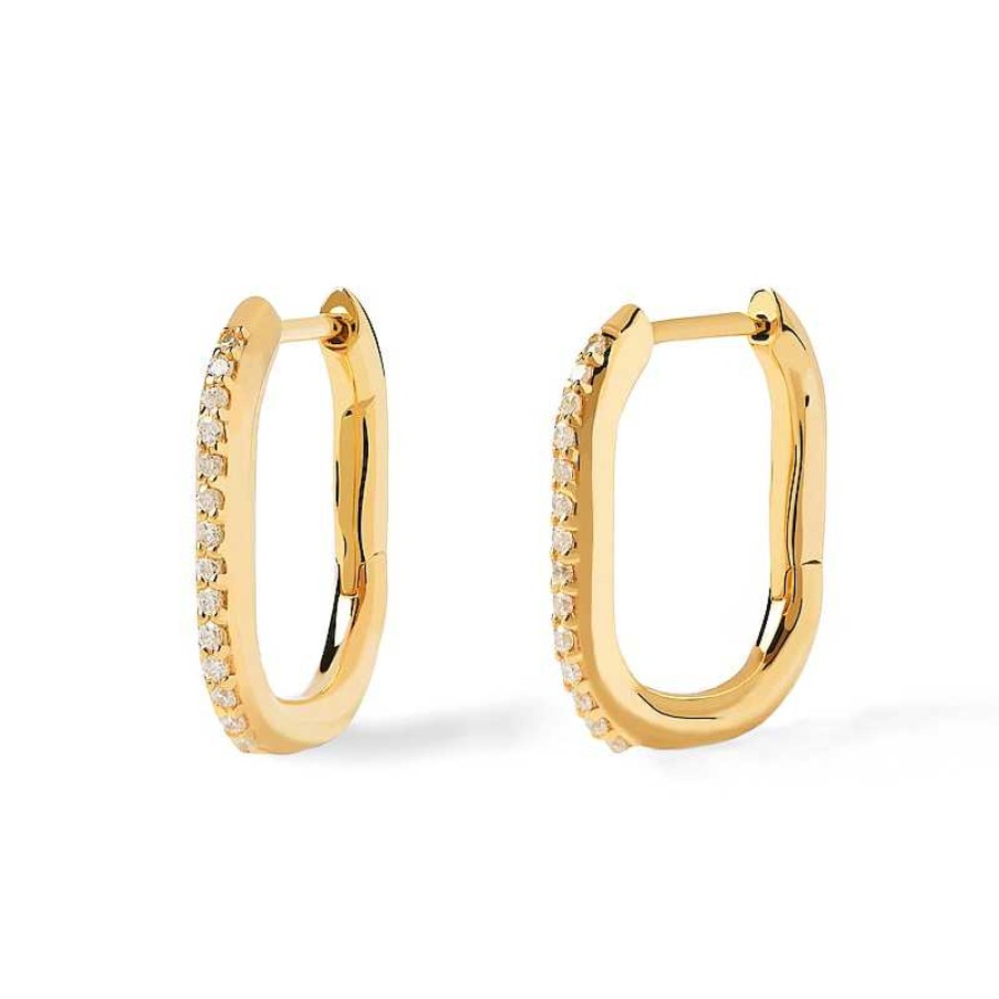 Earrings Zales | Pdpaola™ At Zales Cubic Zirconia U-Hoop Earrings In Sterling Silver With 18K Gold Plate