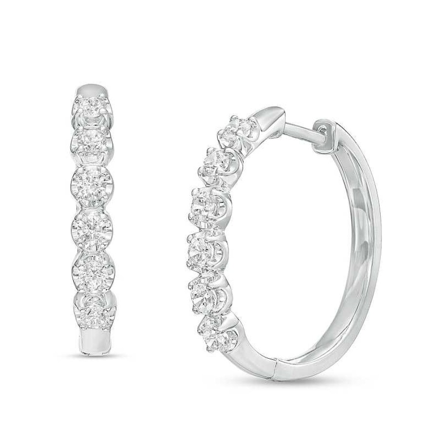 Earrings Zales | 1 Ct. T.W. Certified Lab-Created Diamond Hoop Earrings 14K White Gold (F/Si2)