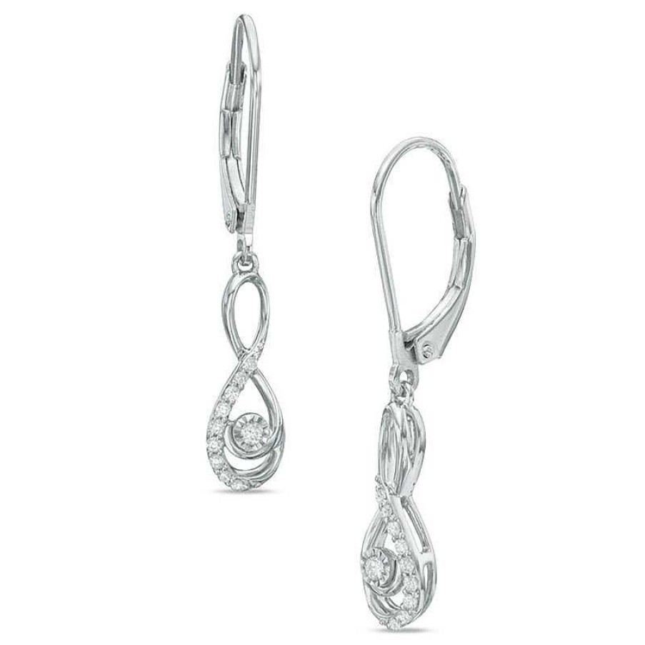 Earrings Zales | 1/10 Ct. T.W. Diamond Infinity Drop Earrings In 10K White Gold