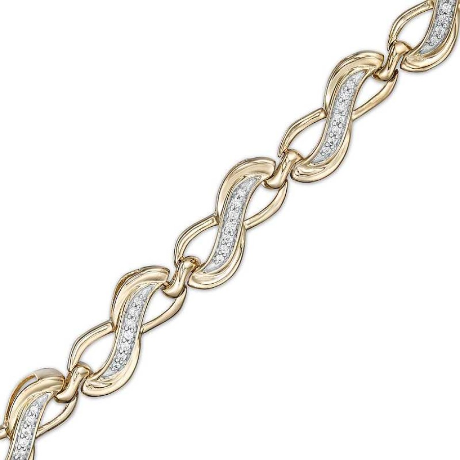 Bracelets Zales | 1/4 Ct. T.W. Diamond Infinity Link Bracelet In 10K Gold