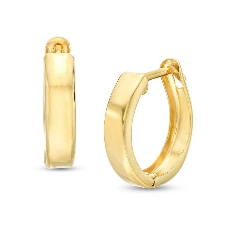 Earrings Zales | Men'S 12.7Mm Huggie Hoop Earrings In 14K Gold