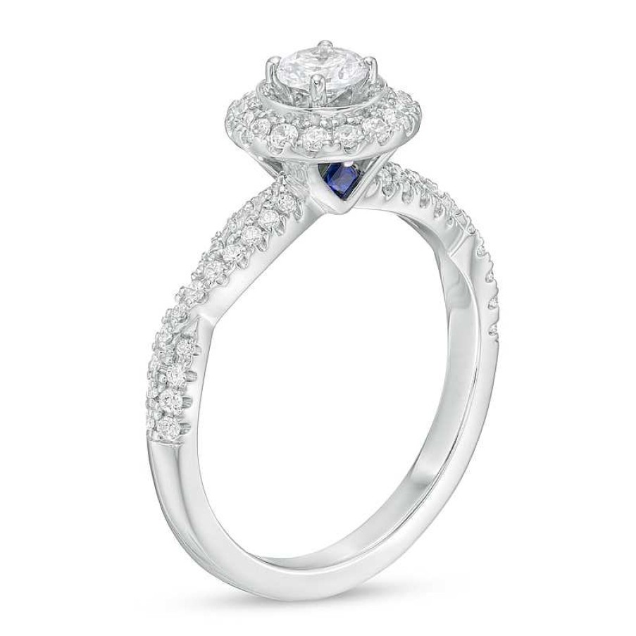 Rings Zales | Vera Wang Love Collection 3/4 Ct. T.W. Diamond Double Frame Twist Shank Engagement Ring In 14K White Gold